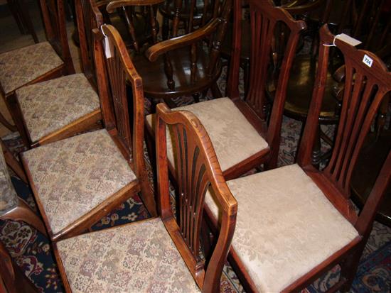 Set of four George III ash dining chairs and a similar pair of chairs